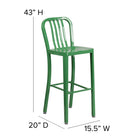 Flash Furniture 30" High Green Metal Indoor-Outdoor Barstool with Vertical Slat Back-Designed for Indoor and Outdoor Use