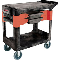 Rubbermaid Maintenance Tool Cart, 2 Drawers, 38" L x 19-1/4" W x 33-3/8" H, Black-Colour: Black