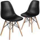 Flash Furniture Elon Series Black Plastic Chair with Wooden Legs - 2 Pack-Ideal Use: dining chair, living room accent chair, home office side chair