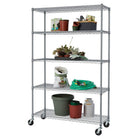 TRINITY 5-Tier Outdoor Wire Shelving Rack with Wheels, Grey (TBF-PS664)-Four - 4" x 1" swivel wheels - (2) locking and (2) non-locking