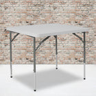 Flash Furniture 34" Square Height Adjustable Granite Plastic Folding Table - White-Waterproof, Impact and Stain Resistant Top