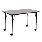 Flash Furniture Mobile 24"W x 48"L Rectangular Grey Thermal Laminate Activity Table - Standard Height Adjustable Legs-Popular Rectangular Activity Table