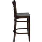 Flash Furniture HERCULES Series Ladder Back Walnut Wood Restaurant Barstools - 2 Pack-.625" Thick Beechwood Seat