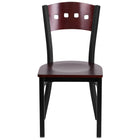 Flash Furniture HERCULES Series Black 4 Square Back Metal Restaurant Chair - Mahogany Wood Back & Seat - 2 Pack-Set of 2 Metal Dining Chairs