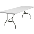 Flash Furniture – Table pliante de 30 x 96 po en plastique blanc avec pattes grises fini poudré (DADYCZ244GW)-Table commerciale prête à l'emploi