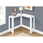 Monarch Specialties 3656 Corner Console Accent Table - White-Contemporary styling makes this hallway table ideal in small homes, condos or apartments