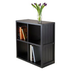 Winsome Timothy Storage Shelf with Wainscoting Panel, 2 x 2 Cube, 25.63" x 11.81" x 27.05", Black-Made from composite wood