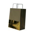 Jam Paper Foil Shopping Bags with Metal Handles - Medium - 8" x 10" x 4" - Gold - 100 Pack-Color: Gold with Gold Foil