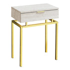 Monarch Specialties 3463 Accent Table - 24"H/Beige Marble/Gold Metal-Spacious rectangular table top finished in a smooth beige marble look