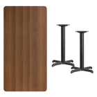 Flash Furniture 30'' x 60'' Rectangular Laminate Table Top, Walnut with 22'' x 22'' Table-Height Bases (XUWA3060T2222)-Walnut Laminate Top