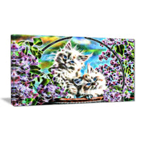 Designart Kittens in a Basket Animal Art Canvas, Multiple Sizes, (PT2433-32-16)-Print