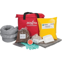 Zenith Safety 17-Gallon Western Canada Spill Kits, Universal, With Nylon Bag-Contents: 10 Sorbent Pads (15" x 17"), 3 Sorbent Socks (3" x 48"), 1 Optisorb (2-lb. Bag), 1 Peat Moss (2-lb. Bag), 1 Plug n' Dyke (10 oz.), 1 Scoop (Non-Sparking), 1 Pair Nitrile Gloves, 2XL (11), 1 Containement Pool (20 gallons), 1 Disposal Bag (26" x 36")