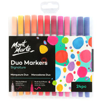 Mont Marte Adult Colouring Duo Markers - 24 Assorted Colours-Fine Tip Markers