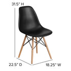 Flash Furniture - Chaise en plastique noir de la série Elon avec pieds de bois-Pour l'usage commercial