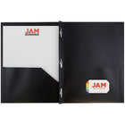 JAM Paper Plastic 2 Pocket School POP Folders with Metal Prongs Fastener Clasps, Black, 6 Pack-6/Pack