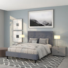 Flash Furniture Roxbury Queen Size Tufted Upholstered Platform Bed - Light Grey Fabric-15 Wood Support Slats
