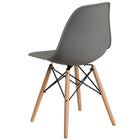 Flash Furniture Elon Series Plastic Chair with Wooden Legs - Moss Grey - 2 Pack-Back Width: 11-16"