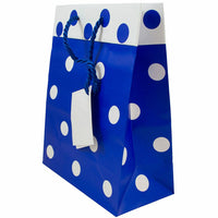 Jam Paper Gift Bags with Rope Handles - Medium - 8" x 10" x 4" - Blue & White Polka Dot Matte - 24 Pack-Color: Blue & White Polka Dot Matte