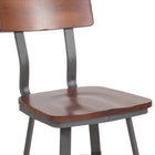 Flash Furniture Flint Series Rustic Walnut Restaurant Chair with Wood Seat & Back & Grey Powder Coat Frame-Welded Joint Assembly