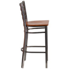 Flash Furniture HERCULES Series Clear Coated Ladder Back Metal Restaurant Barstool - Cherry Wood Seat-Ladder Back Design