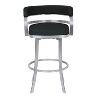 Armen Living Prinz 26" Counter-Height Swivel Bar Stool - Black-Prinz Modern Counter or Bar Height Metal Barstool