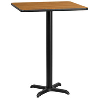 Flash Furniture – Table bistro carrée en stratifié au fini naturel de 24 po avec base de 22 x 22 po (XUNT2424T2222B)-Table d'hospitalité à hauteur de bar
