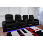 Valencia Piacenza Top Grain Leather Home Theatre Power Recliner, 4-Seats, Black (4-BLK-P)-Smooth Power Recliner