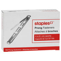 Staples Steel Prong Fastener Base and Compressor Bar Set - 2-3/4" Base - 2" Capacity - 100 Pack-Fasteners secure loose papers quickly and easily for an organized, clutter-free office