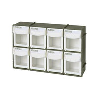 Kleton Heavy-Duty Tilt Bins, 8-Drawers-Transparent polystyrene front window for easy viewing