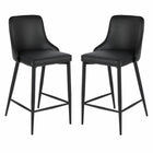 Plata Decor Island Stools with Black Metal Legs - Black - 2 Pack-Counter stool