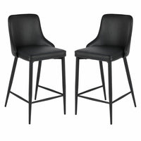 Plata Decor Island Stools with Black Metal Legs - Black - 2 Pack-Counter stool