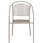 Flash Furniture Light Grey Indoor-Outdoor Steel Patio Arm Chair with Round Back-Stackable Patio Chair