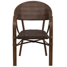 Flash Furniture Milano Series Cocoa Rattan Restaurant Patio Chair with Bamboo-Aluminum Frame-Stackable Cafe Chair