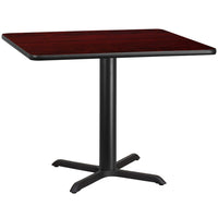 Flash Furniture 42" Square Mahogany Laminate Table Top with 33" x 33" Table Height Base-Hospitality Table