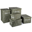 Truu Design Rectangular Storage Boxes, Set of 5, 17 x 19 x 13.5 inches, Green-Dimension: XXL -15.5" x 14" x 12" / XL: 14" x 12" x 10" / L: 11.5" x 10" x 9" / S: 15.5" x 6.5" x 12" / XS: 14" x 5.5" x 10" / XXS: 11.5" x 4.5" x 9" (L x H x W)