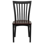 Chaise de restaurant de la série HERCULES en métal noir à dossier type de maison d'école - Siège en bois d'acajou-Ensemble de 2 chaises de salle à manger en métal