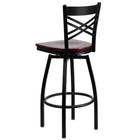 Flash Furniture HERCULES Series Black "X" Back Swivel Metal Barstool - Mahogany Wood Seat - 2 Pack-.625" Thick Plywood Seat