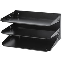 Merangue Metal 3-Tier File Shelf - Letter Size - Black-File shelf with 3 compartments designed to accommodate letter size documents