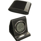 Elegance Leather Travel Alarm Clock-Folding alarm clock for use in travel or at home.