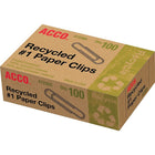 Acco Recycled #1 Size Paper Clips, Smooth, 100 Pack-100% recycled; 50% post-consumer recycled content