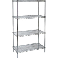 Kleton Heavy-Duty Chromate Wire Shelving, 4 Tiers, 36" W x 63" H x 14" D-Depth: 14"