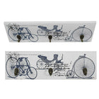 Cathay Importers Vintage Bicycle Theme Wall Art Hanger with 3 Hooks, 2 Pack-Smooth white finish with vintage bicycle theme.