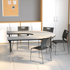 Flash Furniture 60"W x 66"L Horseshoe Grey Thermal Laminate Activity Table - Standard Height Adjustable Legs-Black Edge Band