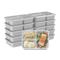 Bentgo Prep 3-Compartment Meal Prep Container - Silver - 10 Pack-Each lunch box container has the volume embossed on the tray and is perfect for an entree and side dish