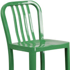 Flash Furniture Commercial Grade 30" High Green Metal Indoor-Outdoor Barstool with Vertical Slat Back - 2 Pack-Galvanized Steel Construction