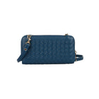 Karla Hanson RFID Blocking Ellie Woven Crossbody Phone Wallet, Blue-1 inner zipper pocket,
