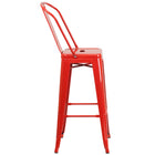 Flash Furniture Commercial Grade 30" High Red Metal Indoor-Outdoor Barstool with Back-Curved Back with Vertical Slat