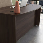 Sauder 59"W Affirm Executive Desk - Noble Elm-  Cord management system with two desk top grommet holes