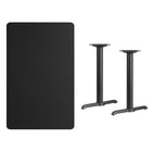 Flash Furniture – Table en stratifié noir de 30 x 48 po avec 2 bases de 5 x 22 po (XUBK3048T0522)-Table d'hospitalité