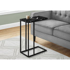 Monarch Specialties 3763 Accent Table - 25"H/Black Marble/Black Metal-With a trendy smooth black marble-look surface, this C shape side table slips easily under your sofa, chair or bed and sits slightly off the ground to prevent damage to your floor